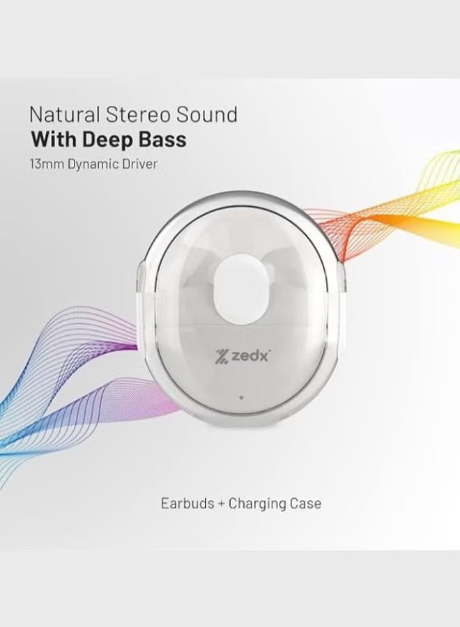 Zedx ACE PRO J21 Original Proof V5.4 True Bluetooth Wireless Earbuds, ENC Mic, Clear Sound, Type C, 30H Playtime,