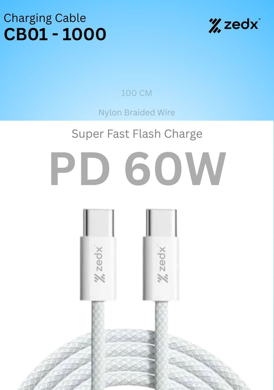 CB01 1000 C PD 60W, USB-C TO USB-C CABLE