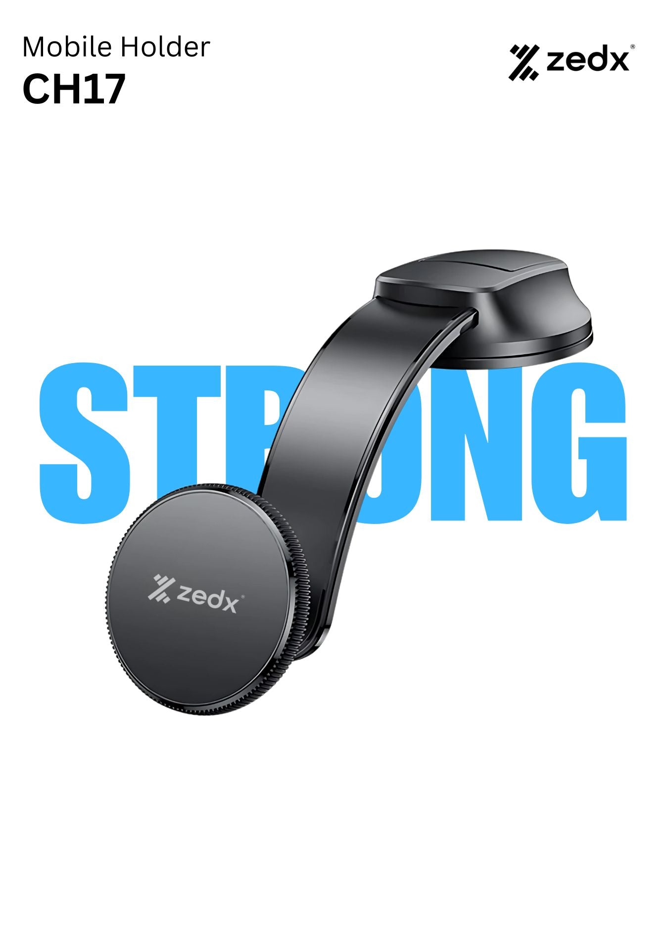 ZEDX Bendable Car Magnetic Phone Holder Black-CH17