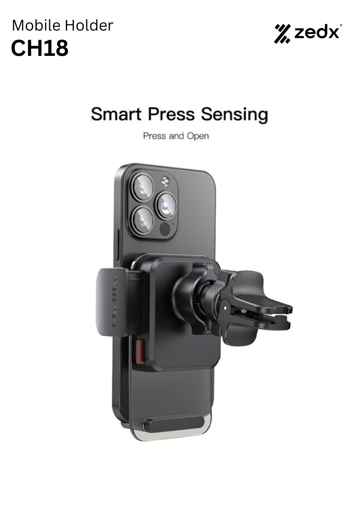 ZEDX CH18 Air Vent Phone Holder | Transparent Air Vent Mobile Phone Holder for Car