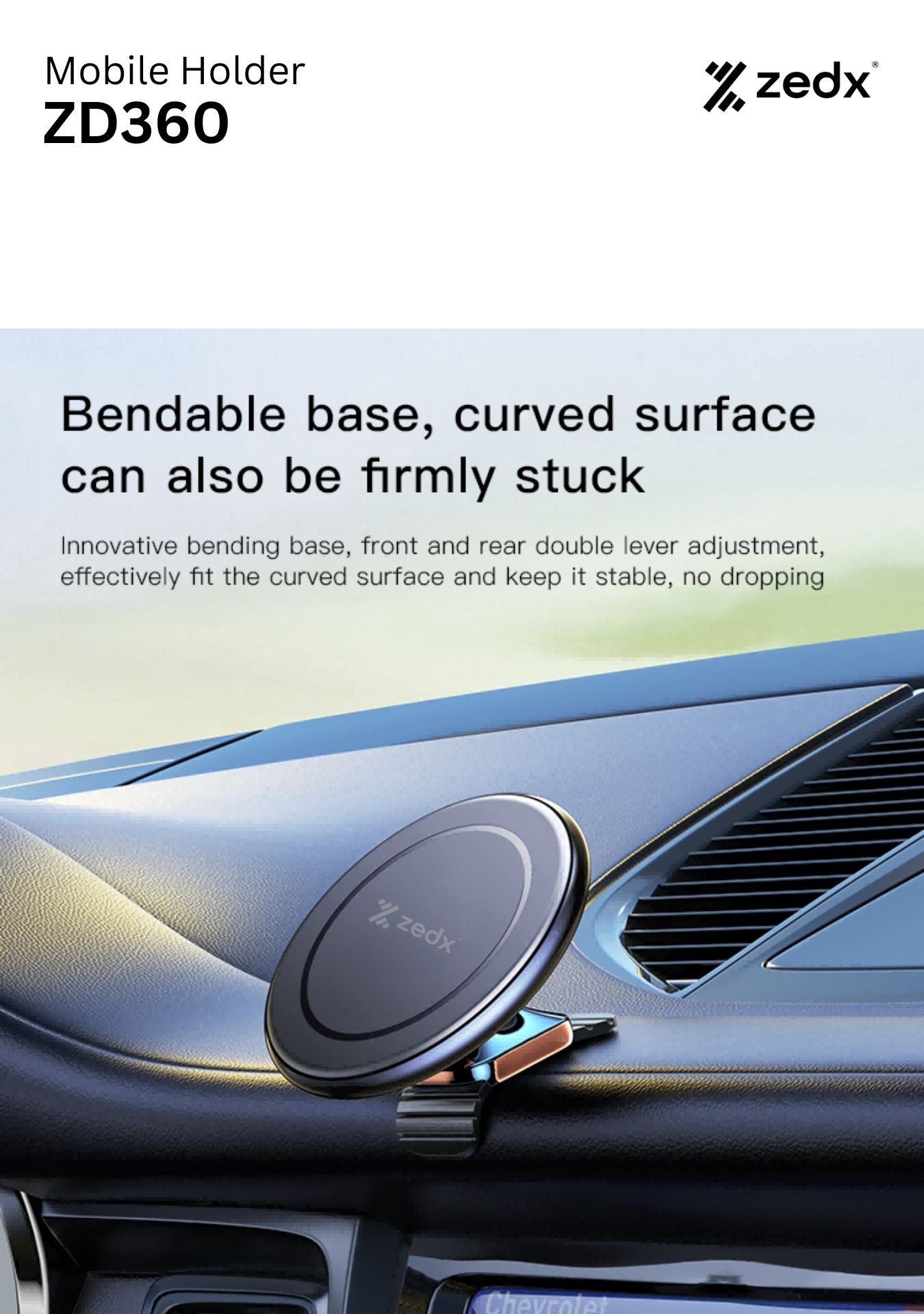 ZEDX ZD360 High Quality Magnetic Car Phone Holder Fast Adsorption Holder Car Stand Mount