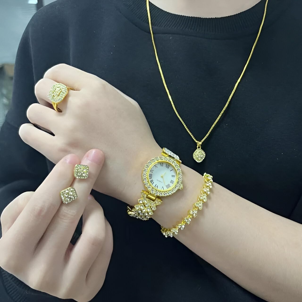 A58 Plus Smart Watch Series with Women's Diamond Jewellery Set