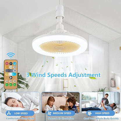 Modern Dimmable Ceiling Fan with Lights & Remote – 3 Speeds, 3 Color Modes, E26 Socket