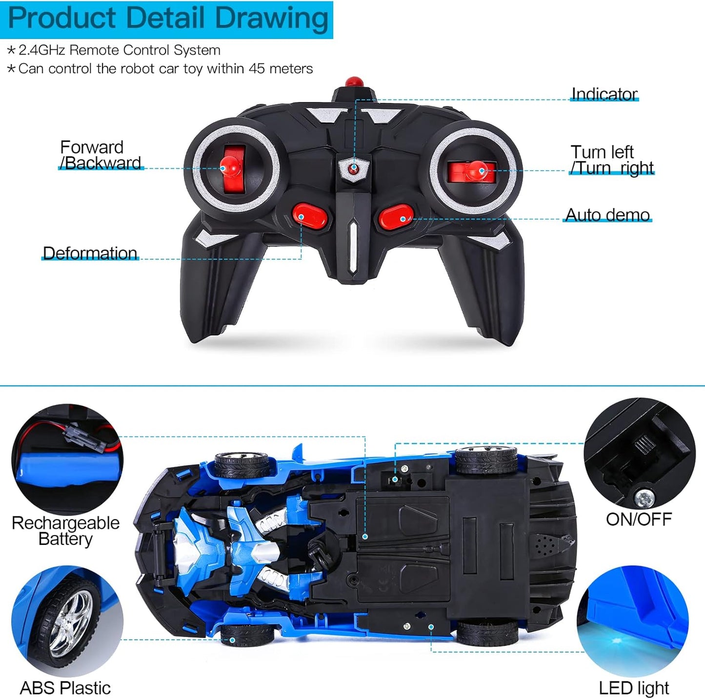 RC Robot Car 2-in-1 Transformer Toy: