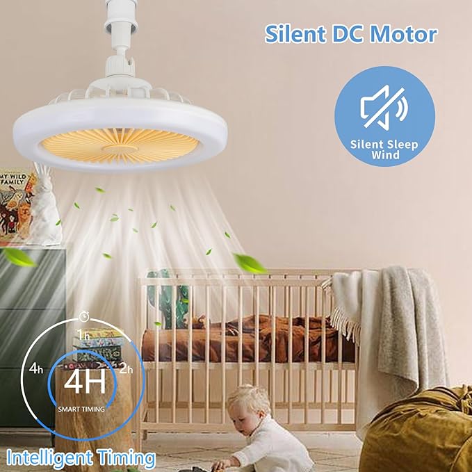 Modern Dimmable Ceiling Fan with Lights & Remote – 3 Speeds, 3 Color Modes, E26 Socket