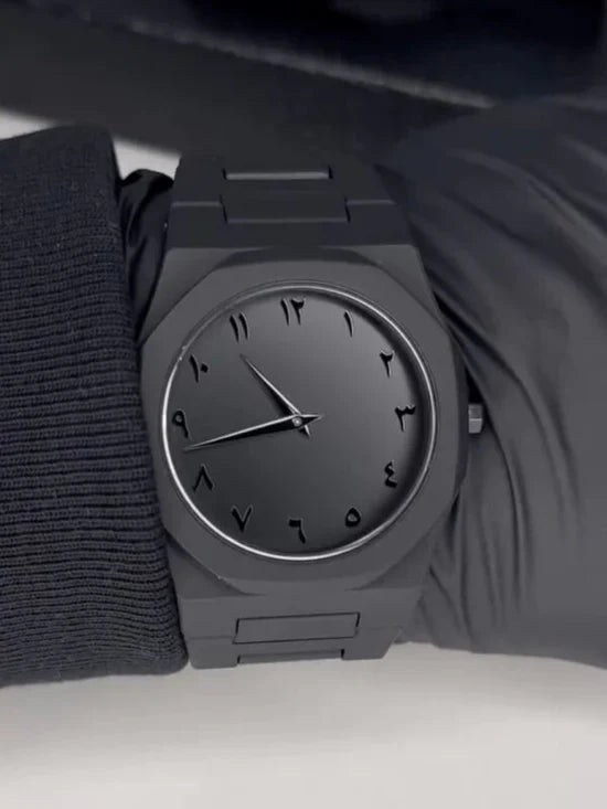 Men's Black Stainless Steel Watch with Arabic Numerals – Japan Miyota Quartz
