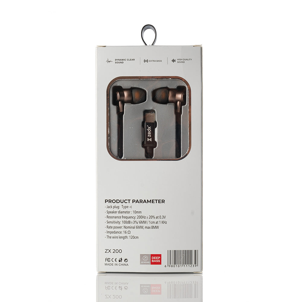 ZEDX EARPHONES USB-C HD WIRED EAR BUDS MICROPHONE