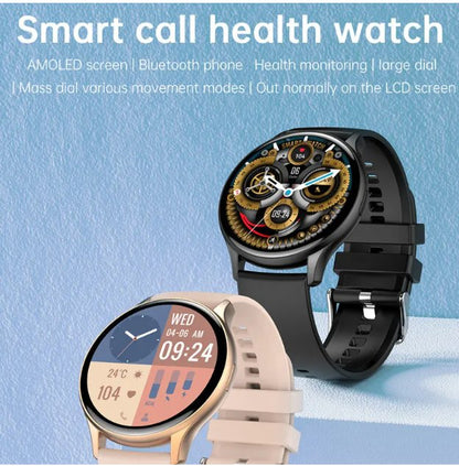 AMOLED smart watch features with Fitness Tracker, Heart Rate & SpO₂