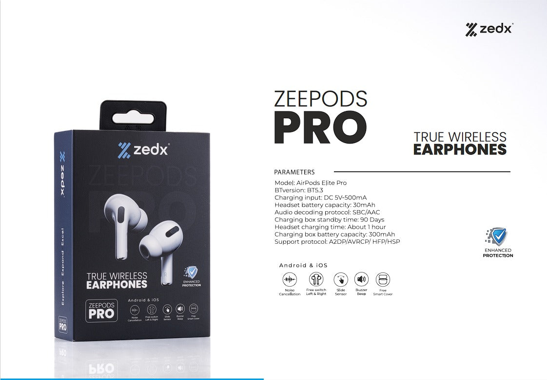 ZEDX ZeePods ULTRA- True Wireless Stereo)